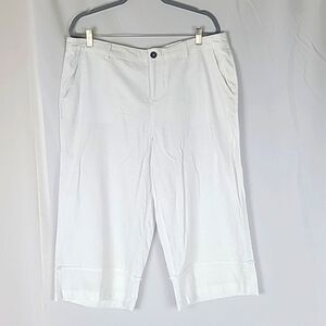 Style & Co women plus size 16 wide crop mid rise white pants semi sheer